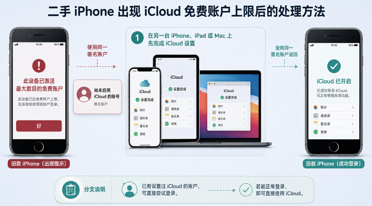 此设备已激活最大数目的免费账户与iCloud免费账户上限处理方法