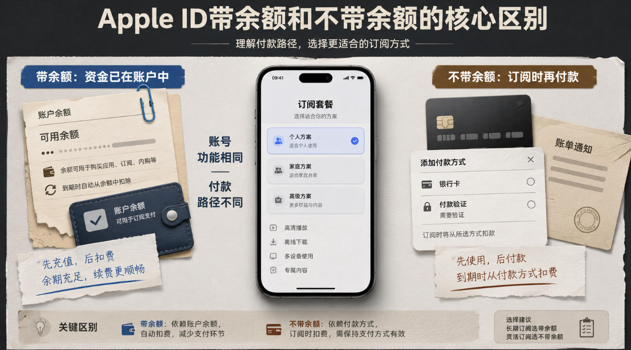 Apple ID带余额与不带余额在订阅付款资金来源上的区别对比