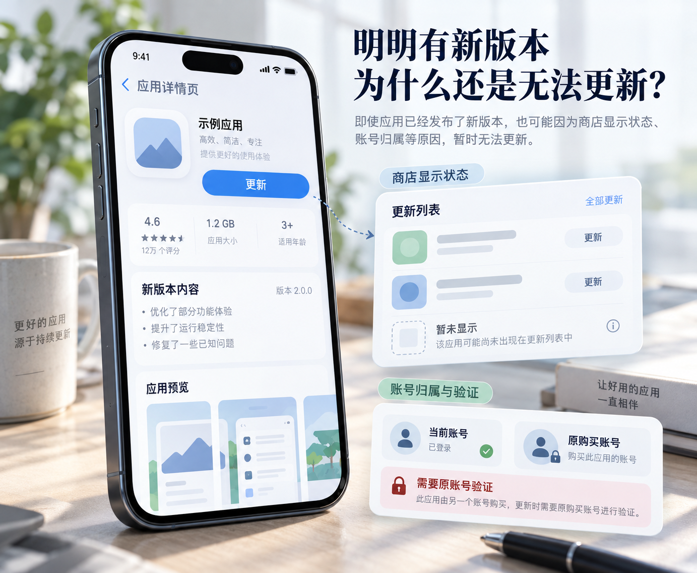 美区和日区App版本信息及新旧iPhone系统兼容性示意,说明不同地区和设备可能出现更新差异