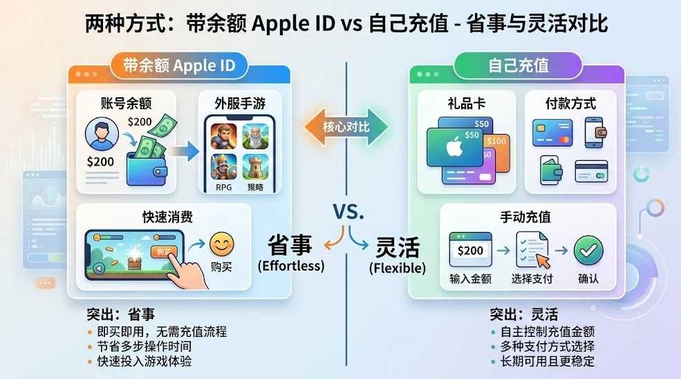 带余额Apple ID和自己充值玩手游怎么选