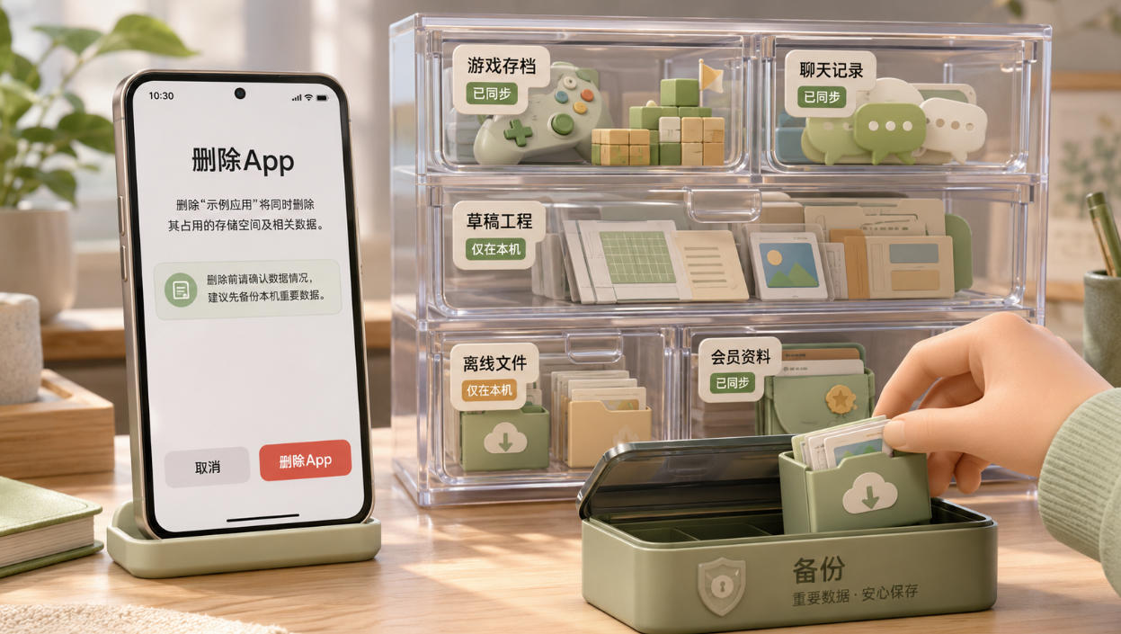 App由另一个账号购买后重装前检查存档聊天记录和本地文件